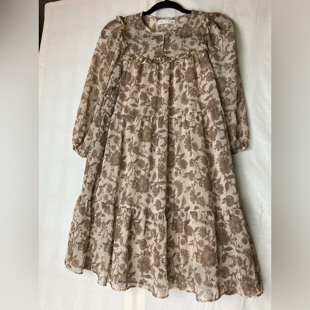 Zara Kids Floral Print Blouse - Beige and Gold